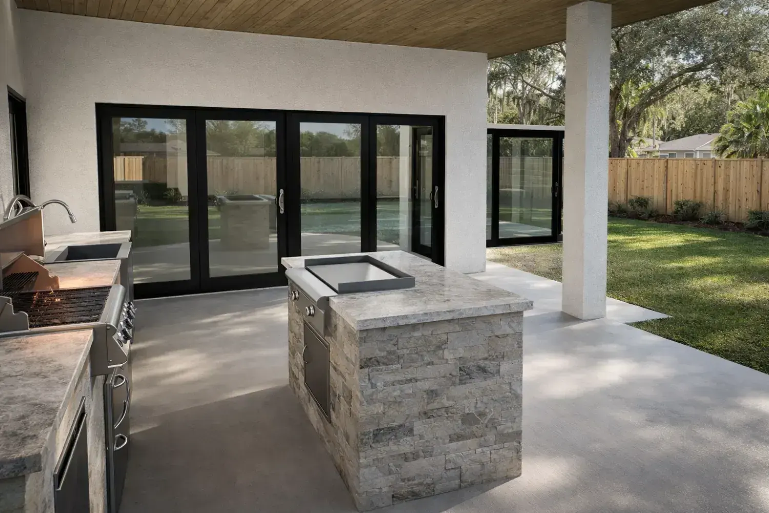 Outdoor kitchen and bar design by Serene Spaces Studio
