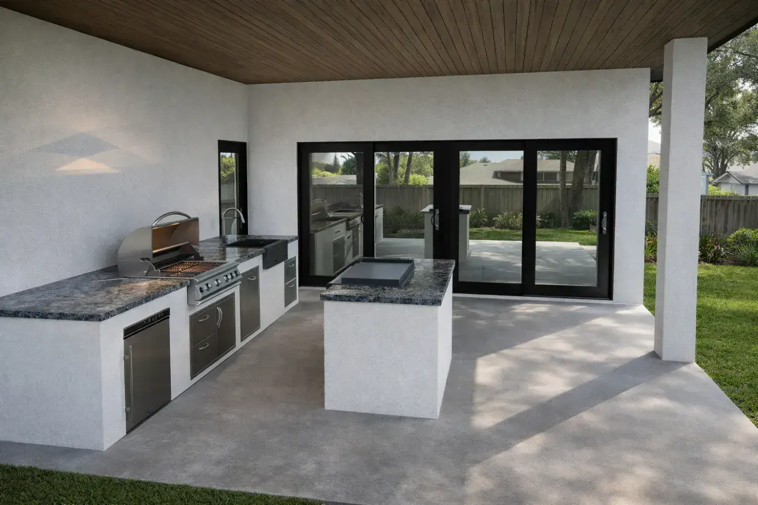 Outdoor kitchen and bar design by Serene Spaces Studio
