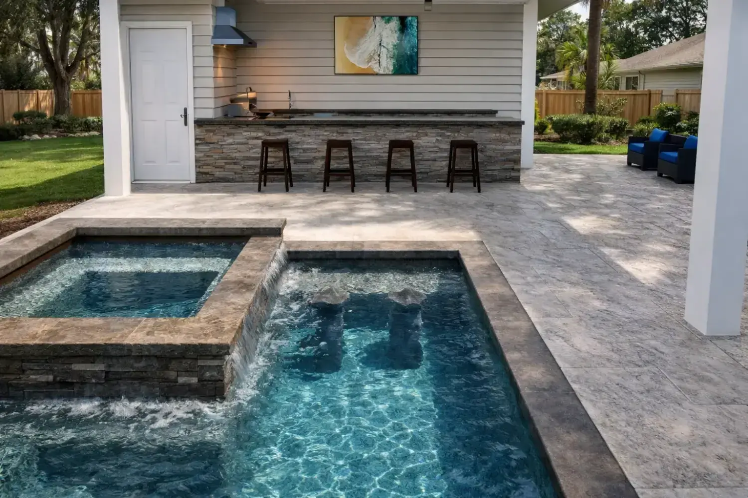 Outdoor kitchen and bar design by Serene Spaces Studio