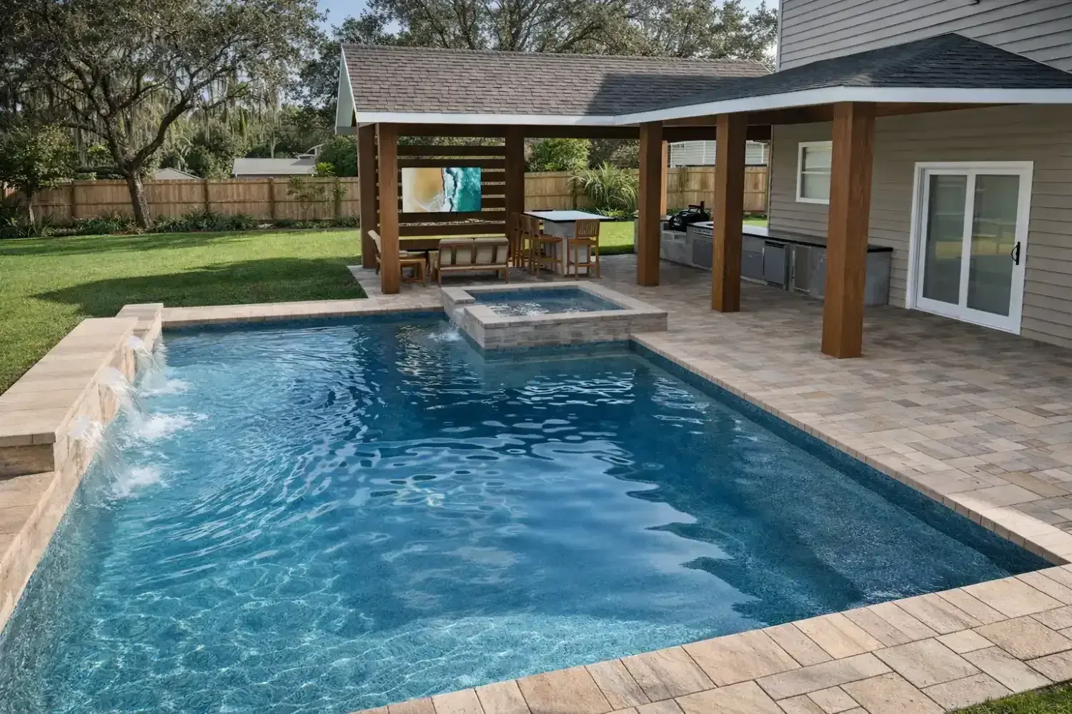 Custom pool and spa design by Serene Spaces Studio