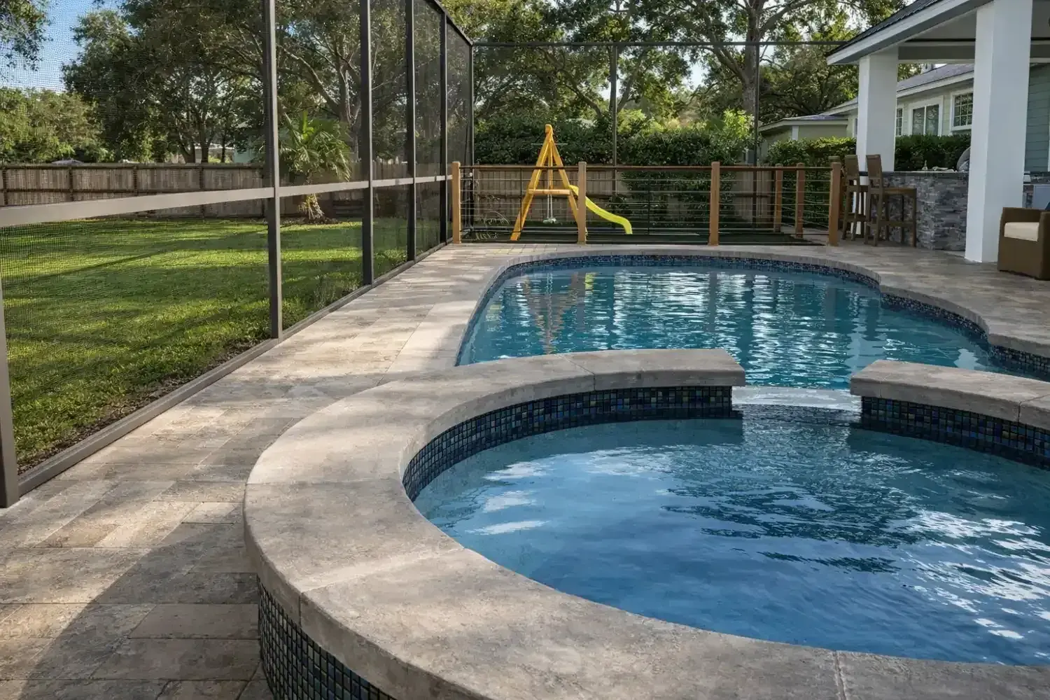 Custom pool and spa design by Serene Spaces Studio