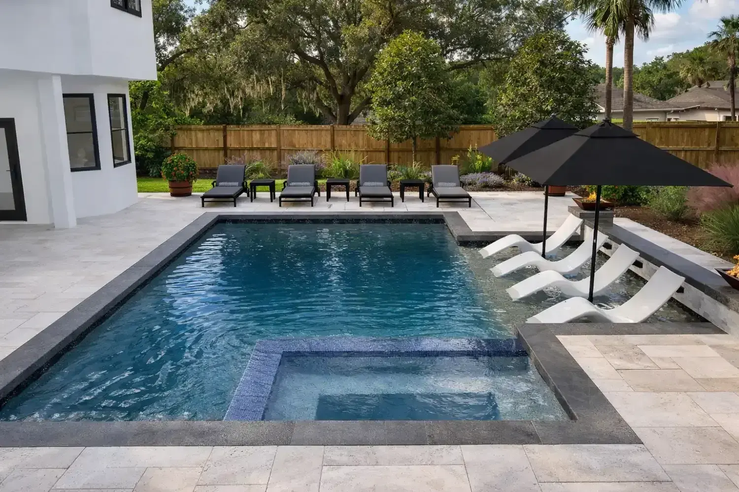 Custom pool and spa design by Serene Spaces Studio