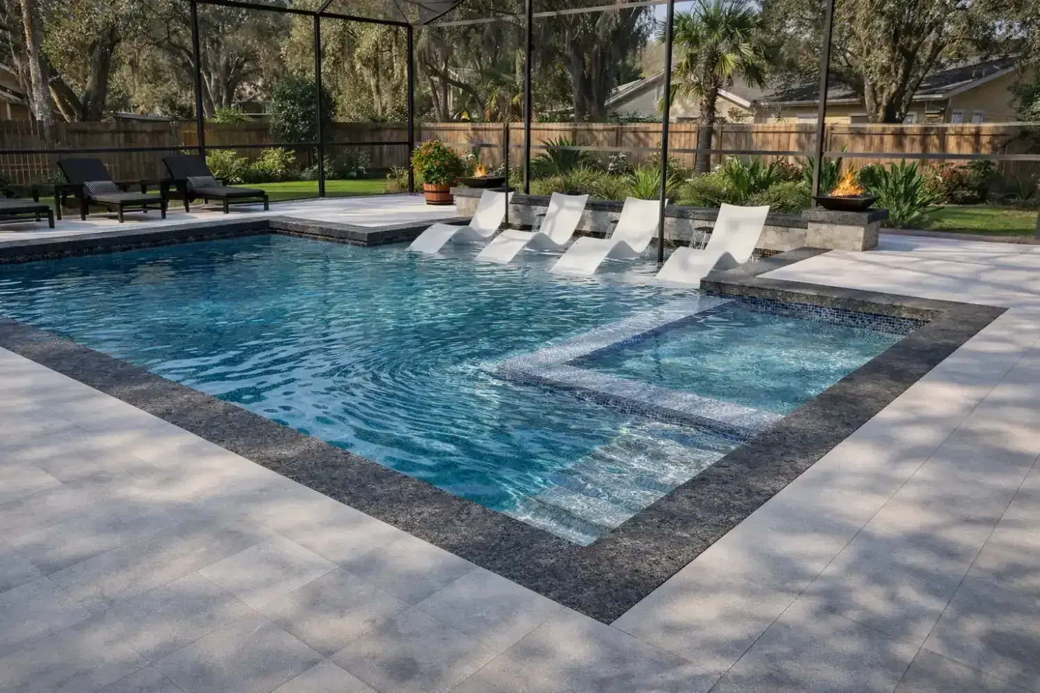 Custom pool and spa design by Serene Spaces Studio