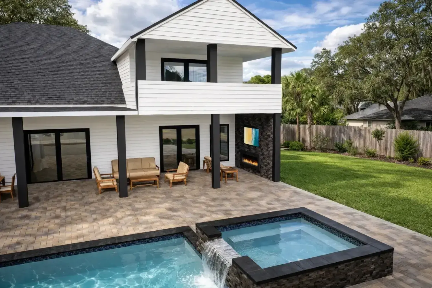 Custom pool and spa design by Serene Spaces Studio
