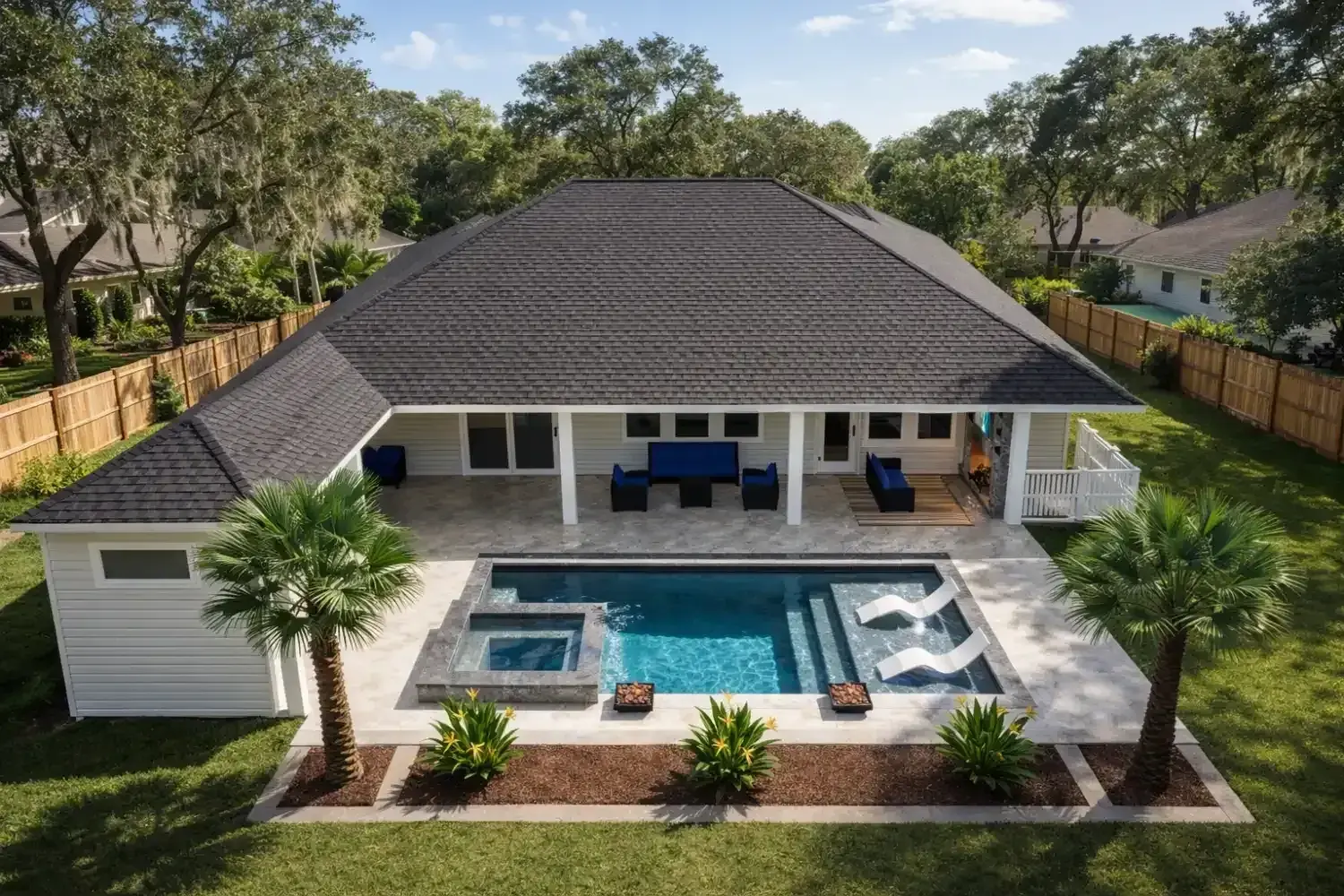 Custom pool and spa design by Serene Spaces Studio