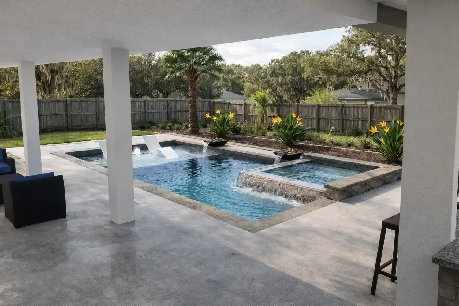 Custom pool and spa design by Serene Spaces Studio