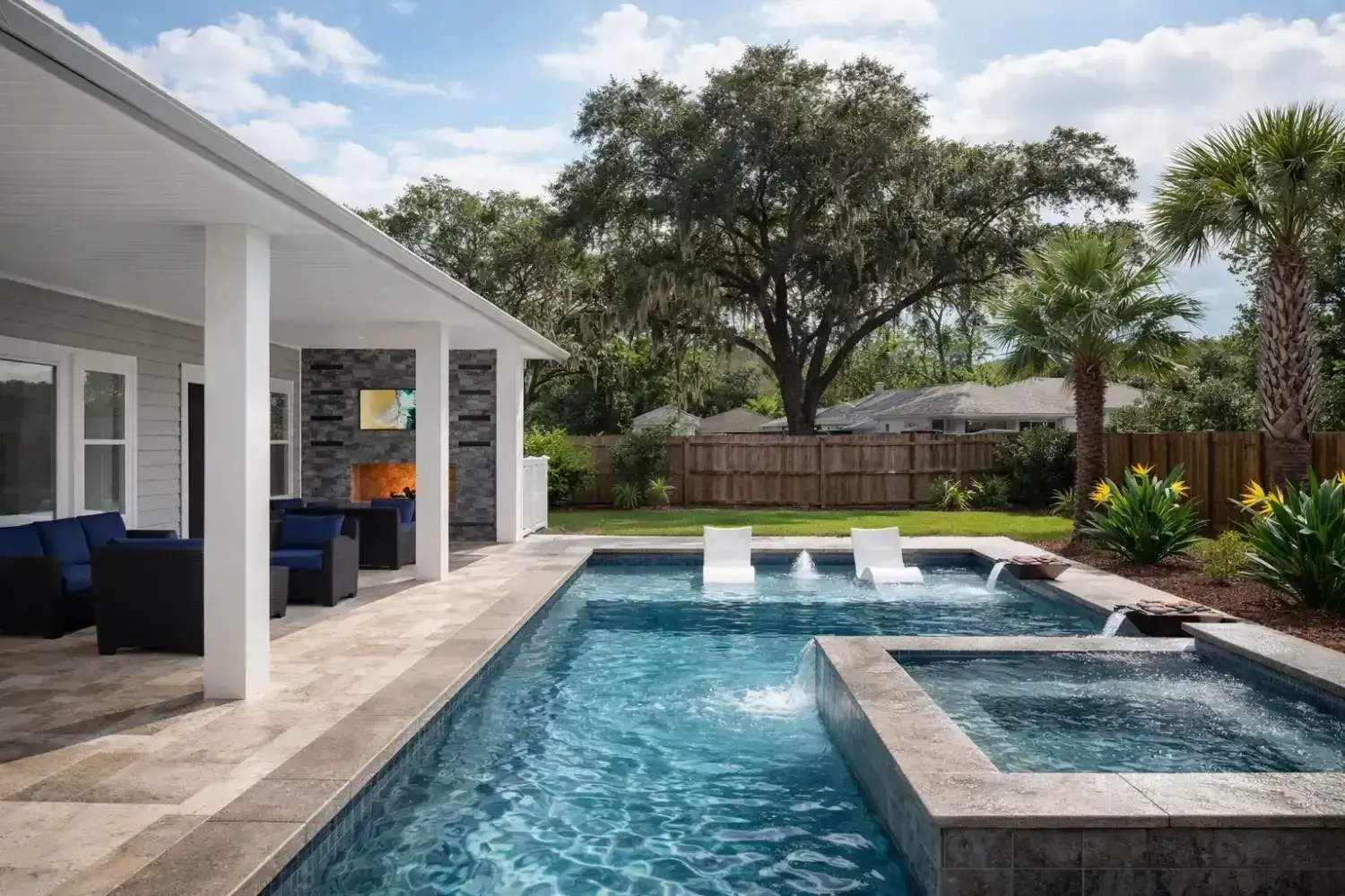 Custom pool and spa design by Serene Spaces Studio