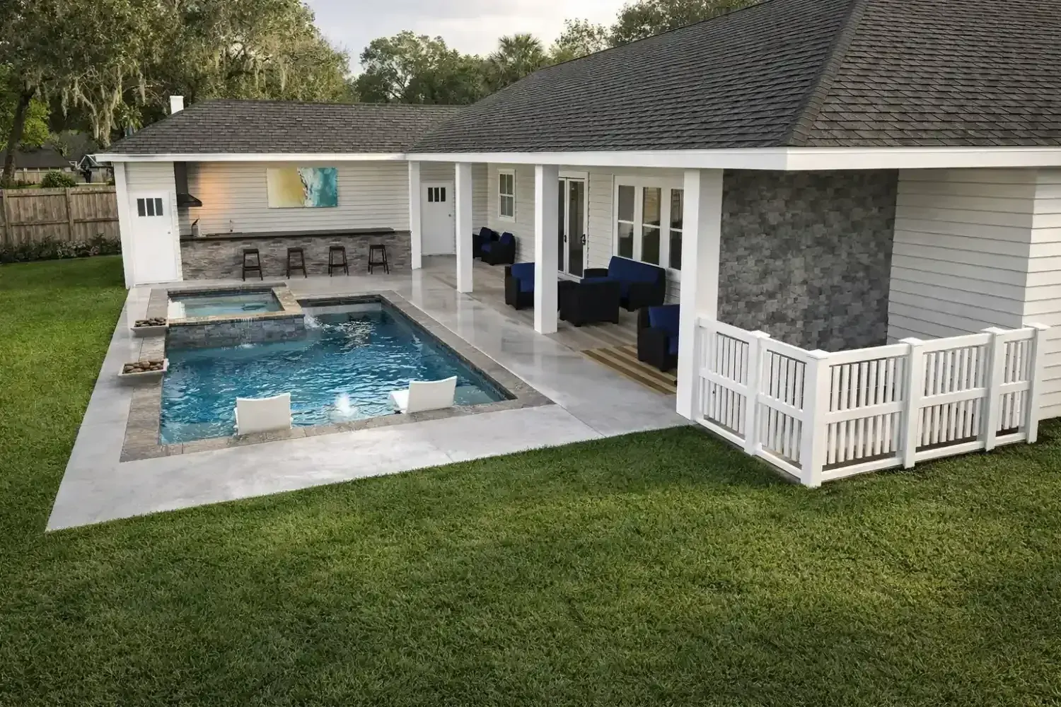 Custom pool and spa design by Serene Spaces Studio