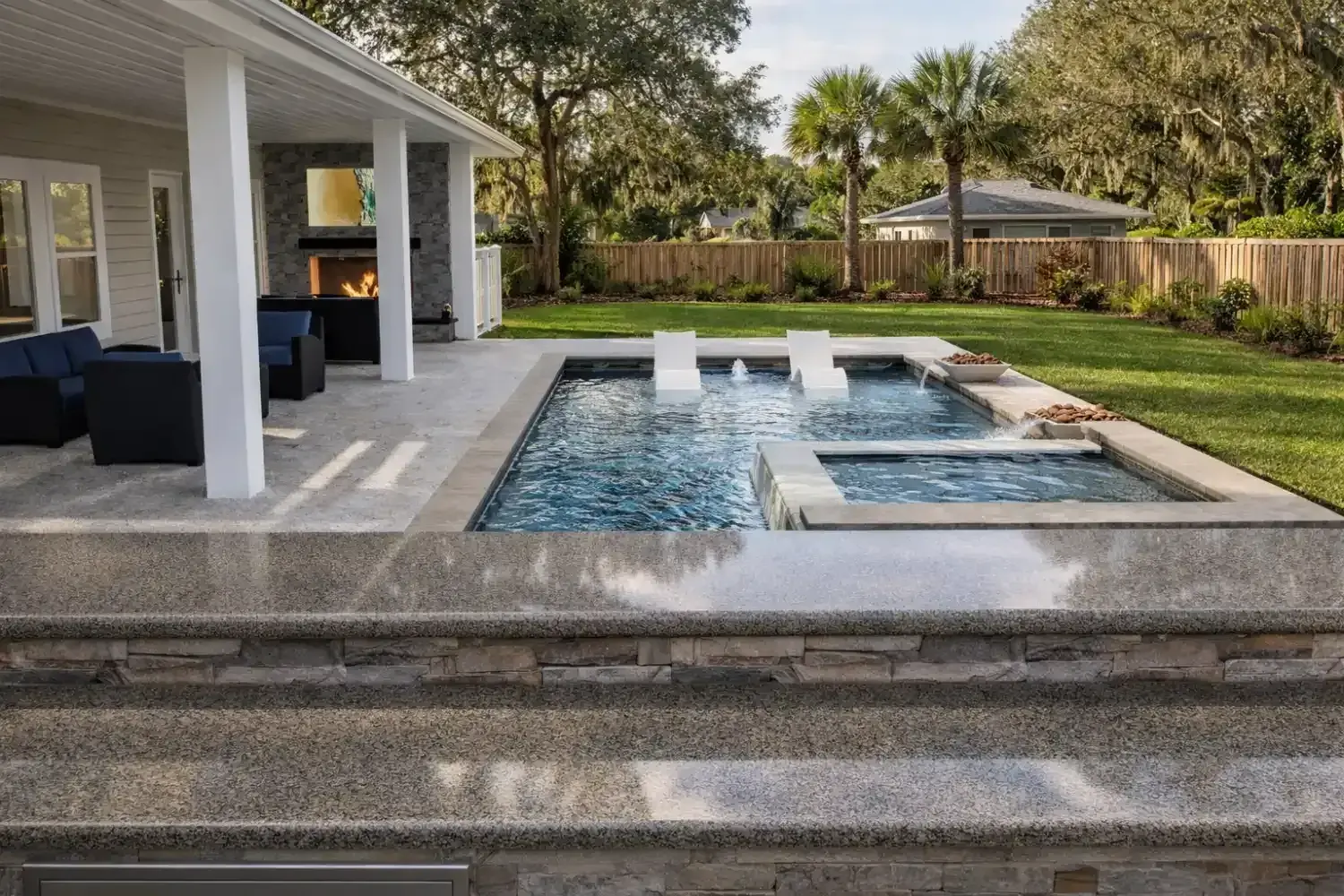 Custom pool and spa design by Serene Spaces Studio