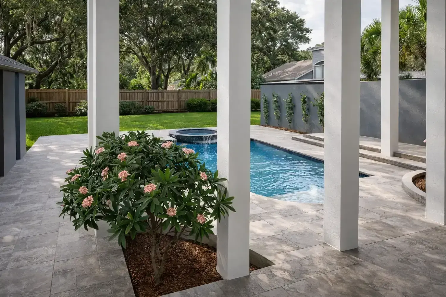 Custom pool and spa design by Serene Spaces Studio